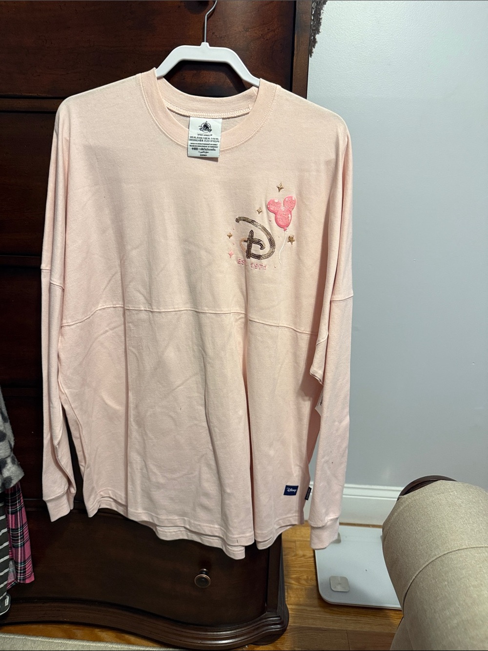 Disney Pink Long Sleeve Tee with Minnie Accent